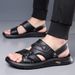 Men's Casua Leather Sandas Comfortabe Outdoor Beach Shoes Breathabe Sip-On Sippers Versatie For Summer New_vogvips.com