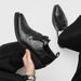 Pointed Leather Shoes For Men, Cleanfit Black Retro Model Wizard Shoes, Thick-soled Height-increasing Casual Derby_vogvips.com
