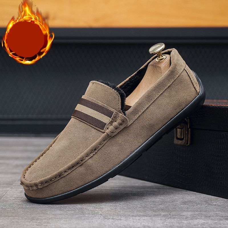 SHLIANG Velvet Men's Slip-On Flat Bottom Fashion Casual Shoes Breathable Comfortable Insole Large Size Loafers Durable Seams X0025_vogvips.com