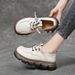 In-stock British-style Thick-soled Lace-up Soft Leather Versatile Casual Loafers 2025 Summer New Women's Shoes_vogvips.com