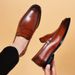 Men's shoes Bean shoes Casual slip-on leather shoes Breathable business dress shoes men's_vogvips.com