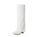 High Heel Boots Pointed Toe Chunky Heel Knee High Western Boots For Jeans Black White Winter Fashion Slip On Style, Western Style, Denim Boots._vogvips.com
