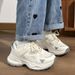 Lightweight Thick-Soled Dad Women, Spring And 2025 New Style, Versatile White Sneakers, Autumn Shallow Mouth Sports_vogvips.com