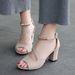 Women S Open Toe With Beaded Clapper Suede Thick Heel Side Empty Fish Mouth Sandals_vogvips.com
