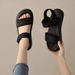 Flat Sandals Women's Sports Beach Shoes Black Soft Sole Mom Velcro Seaside Sandals Women_vogvips.com