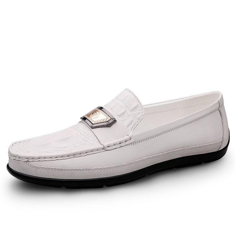 Men's Loafers Style Round Head Foot Cover Lazy Leather Shoes Leather Shoes_vogvips.com