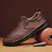 Men's Shoes: Large-Sized Hand-Stitched Casual Shoes, Soft-Soled Wide-Toe Business Leather Shoes, Men's One-Foot Bean Sho_vogvips.com