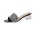 Women's Summer Outdoor 2025 New Fashion Niche Crystal Chunky Heel One-Strap Slippers Rhinestone French Style Sandals_vogvips.com