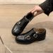 Carved Buckle Strap Chunky Heel Oxford Loafers Women's Leather Shoes British Style Baroque Monk_vogvips.com