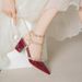 528-2 Rivet High Heels Large Size Pointed Women Spring Summer New Roman Sandals Elegant Closed Toe Single Shoes_vogvips.com