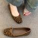 Korean Version Of Square Head Leopard Print Single Shoes Women's 2026 Popular French Bow With Skirt Ballet Evening Shoes_vogvips.com