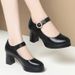 Elegant Chun Heel Work Pumps – Slip-Resistant Platform Mary Jane Shoes For Women (Black, 7cm Heel)_vogvips.com