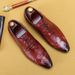 Men's business dress shoes pointed English leather alligator print men's shoes_vogvips.com