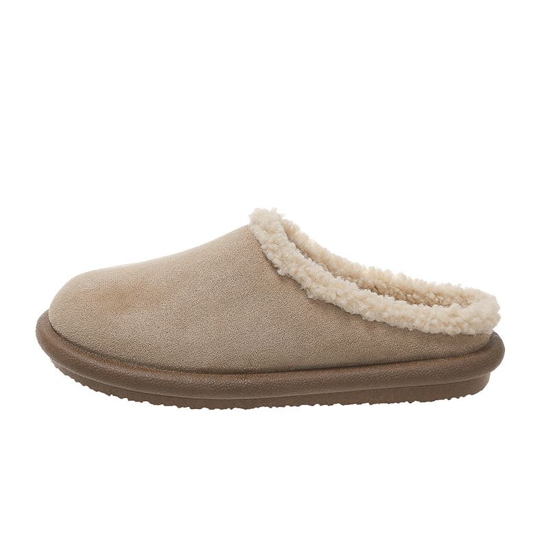 Women's Shoes Retro Style Fur Slippers Closed Toe Half Slip Shoes For Women New Flat Soled Ladies Plus Velvet Snow Boots Women's Shoes_vogvips.com