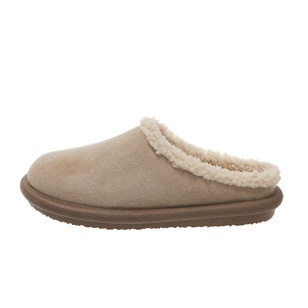 Women's Shoes Retro Style Fur Slippers Closed Toe Half Slip Shoes For Women New Flat Soled Ladies Plus Velvet Snow Boots Women's Shoes_vogvips.com