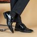 Euro Step REEHEMES Crocodile Pattern Autumn New Brogue Business Formal Leather Men's Cowhide British Pointed Shoes 9827_vogvips.com
