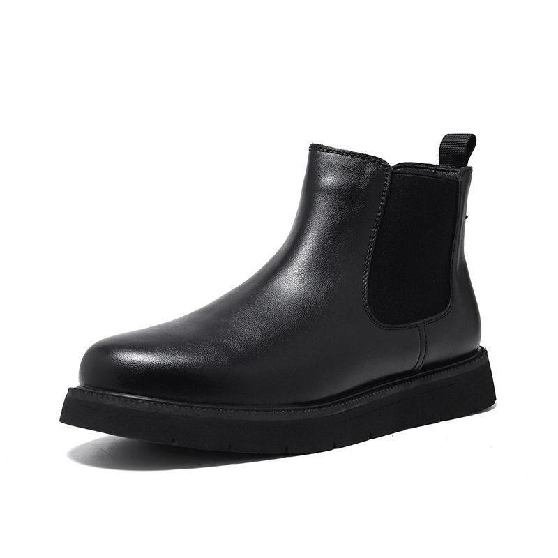 European Warm Series 2025 Spring New Slip-On British Style Mid-Top Thick-Soled Men's Black Round-Toe Martin Boots 86270-Y Wholesale_vogvips.com
