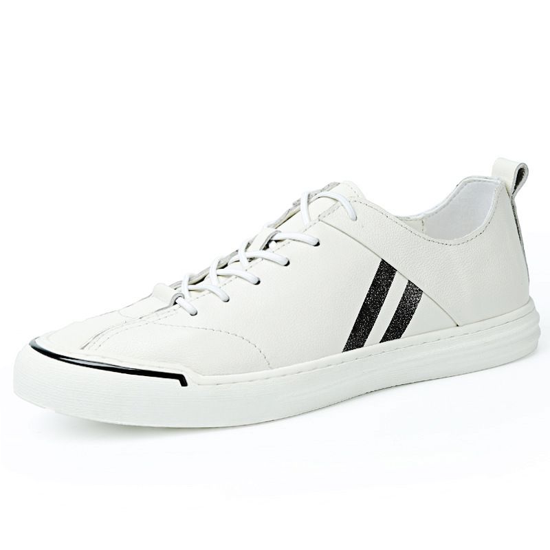 Casual Single Shoes Men's Board Shoes Men's Shoes Breathable White Leather Shoes_vogvips.com
