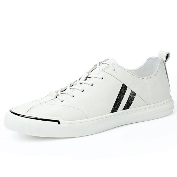 Casual Single Shoes Men's Board Shoes Men's Shoes Breathable White Leather Shoes_vogvips.com