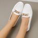 2025 Spring And Autumn New Women's Loafers, Korean Style Round Toe Low Heel With Metal Chain, Casual Outdoor Shoes For_vogvips.com