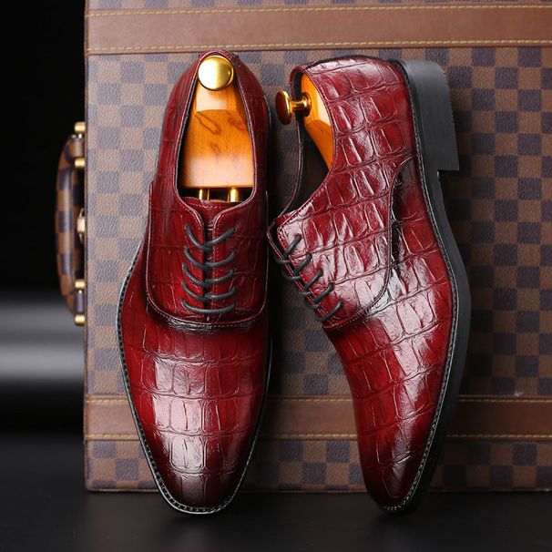 Pointed Leather Large With Crocodile Pattern For Business And Leisure, Photography, Men's Wedding Shoes, Nightclub Leisure, Photography, Shoes,_vogvips.com