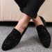 Black Spikes, 2022, New Brand, Loafers, Us Shoes, Denim And Metal Sequins, High Quality Casual Men's Shoes_vogvips.com