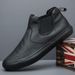 European Warm Series Autumn High-top Leather For Men, Casual Slip-on Mid-calf Fashion British Style Breathable Sneakers, All-season Warm_vogvips.com