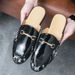 Summer Men's Slip-on Mules Without Heels, Casual Korean-style Trendy Loafers_vogvips.com