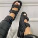 Plum-size Velcro platform sandals women's solid color sports style flat beach sandals_vogvips.com