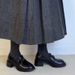 Women's Vintage Thick Heel Leather Camellia Loafers – Waterproof & Comfortable Oxfords For Commute & Dress_vogvips.com