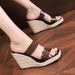 Women's Wedge Platform High Heeled Sandals Summer Slip-On Straw Rope Sole Plus Size Shoes Comfortable Breathable Casual Espadrilles_vogvips.com