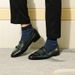 Men's business casual leather shoe head layer cowhide cover feet breathable fashion double buckle loafers_vogvips.com