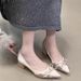 2025 Summer New Elegant Satin Pointed Toe Versatile Sweet Bow Thick Korean Style Shallow Commuting High Heel Pumps_vogvips.com