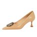 1961-K61 Style Banquet Fashionable Patent Leather Shallow Mouth Pointed Metal Rhinestone Buckle Single Shoes Women's_vogvips.com