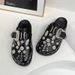 Women's Shoes Retro Half Slippers Thick Soled Rivet One Strap Outer Wear Flat Soled Mules_vogvips.com