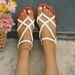 Women's Casual Flat Thong Sandals For Foreign Trade, 2026 New Model, Woven Slip-On Roman Beach Shoes, Large Size 43_vogvips.com