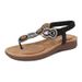 Shoeswomen Cross-Border 2026 New Rhinestone Toe Clip Large Size Thick Sole Summer Sandals For Women_vogvips.com