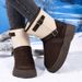 Grape Mom's Style, In Stock~ New Retro Motorcycle Buckle Round Toe Thick Sole Mid Calf Ankle Boots For Autumn And Winter Women_vogvips.com