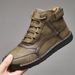 New Popular Men's Shoes: Martin Boots With Fleece Lining, High-top, British Style, Non-slip, Wear-resistant, Workwear_vogvips.com