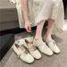 Single Shoes Women's Shallow Mouth Mary Jane Women's Shoes Low Heel With Small Skirt Pearl Square Head Ladyshoes_vogvips.com