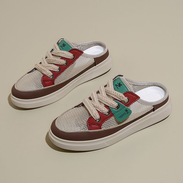 Summer Ins Transparent Mesh Hollow White Shoes Female Students All Match Casual Half Slippers Women's Shoes Trendy_vogvips.com