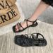 2026 Spring New Women's Flat Sandals For Outdoor Wear, Cross-Strap Elastic Slip-On Casual Open-Toe Beach Shoes Wholesale_vogvips.com