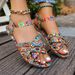 Women's Ethnic Style Printed Flat Open Toe Sandals plus Size Summer Woven Hollow out Beach Sandals_vogvips.com