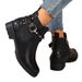 Women's Plus Size British Style Side Zipper Mid-Calf Martin Boots – Comfortable Round Toe Casual Boots With Buckle Detail_vogvips.com