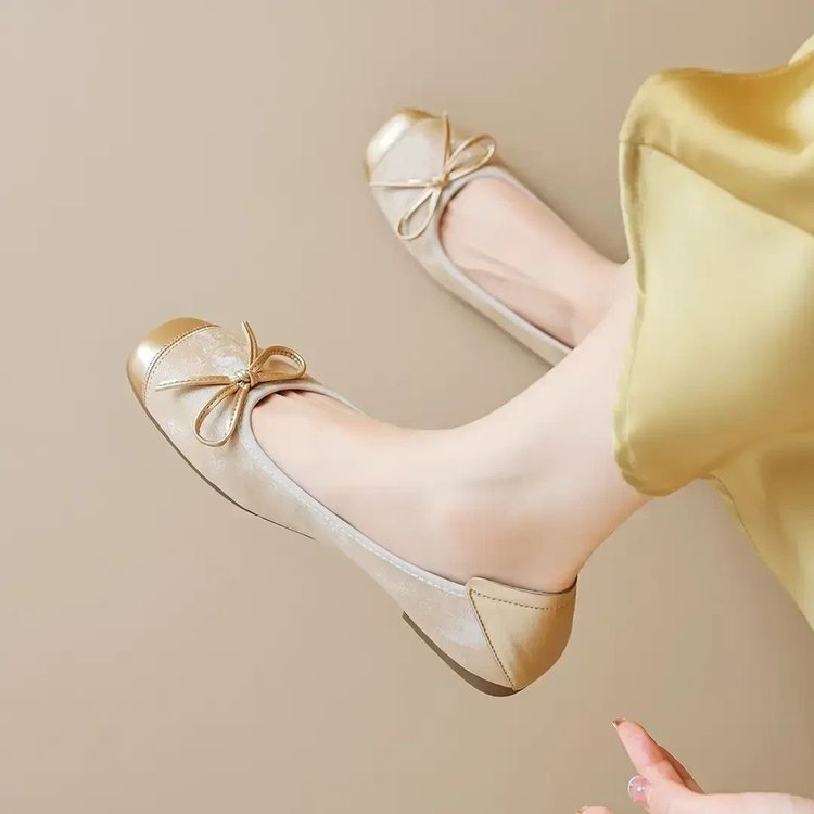 French-style Shallow Egg Roll Flats 2026 Spring/summer New Versatile Bowknot Flat Ballet Soft-soled Women's Shoes_vogvips.com