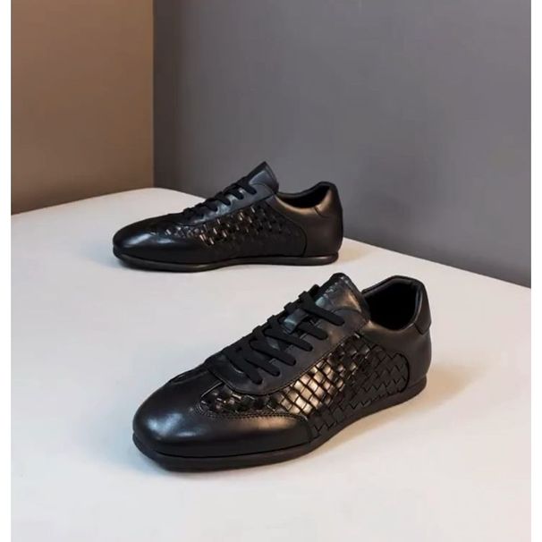 New Men's Guangzhou Casual Sports Fashion Versatile Cowhide Handmade Woven Lace-up Business Sneakers Leather Shoes 8206_vogvips.com