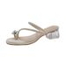 Summer Gentle Wind Rhinestone Flower Flip-flop Chunky Heel Sandals Women's Outdoor Square Toe Transparent High Heel Sandals_vogvips.com