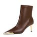 319-A11 Korean Style Simple Autumn Winter New Light Luxury Women's Thin Mid Heel Pointed Iron Toe Metal Decoration Short_vogvips.com