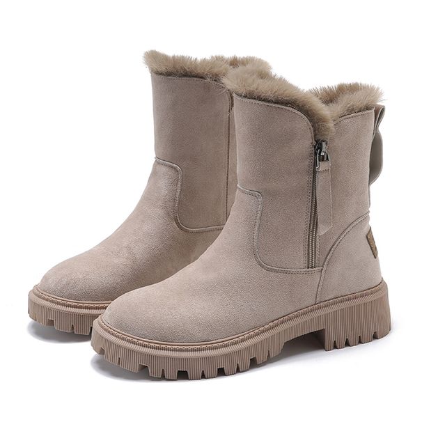 NEW Snow Boots Women Winter Warm Fashion Designer Platform Boots Non-slip Short Plush Flats Suede Shoes Mujer_vogvips.com