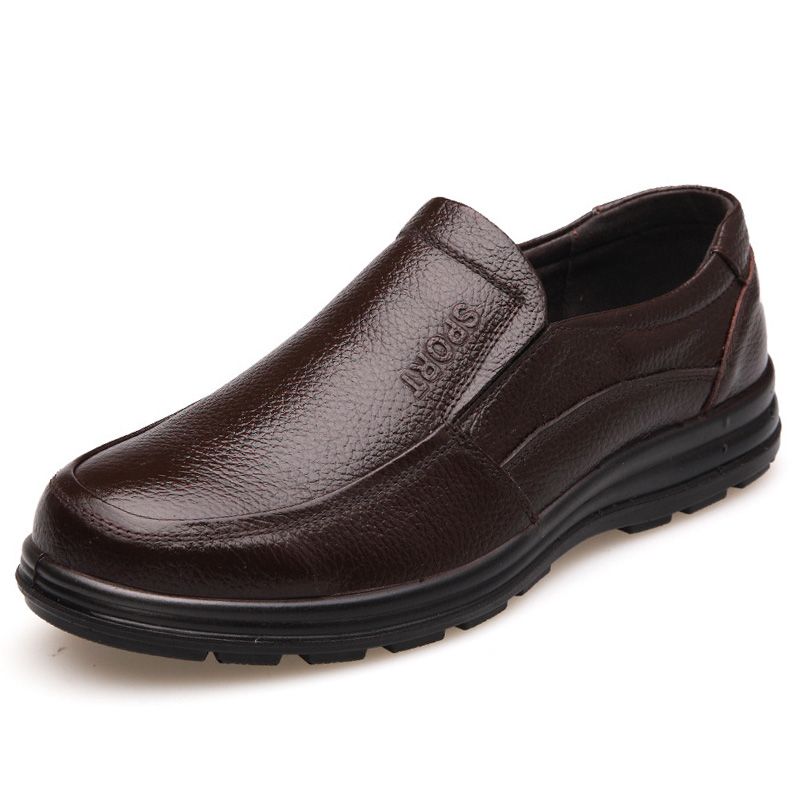 Genuine Leather Shoes Men Flat Fashion Men's Casual Brogues Shoes Brand Male Footwear Soft Comfortable Black ZH740_vogvips.com